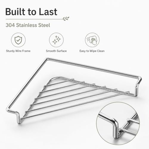 Stainless Steel Corner Sink Shelf - Triangular Kitchen Organizer 1P