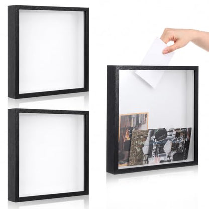 Travel Memory Shadow Box Frame 11.4x11.4 Inch Black with Top Slot for Tickets