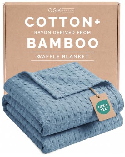Cooling Waffle Blanket for Hot Sleepers - King Size, Dusty Blue, 108x90 - Variation 07
