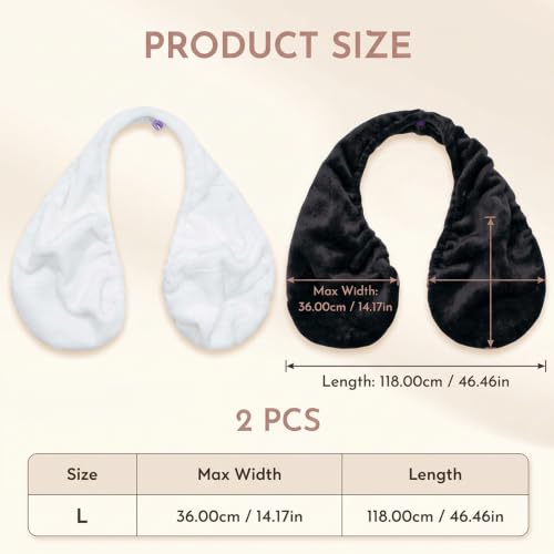2-Pack Adjustable Flannel Towel Bra for Women - Post-Shower Wear, Hands-Free, White & Black