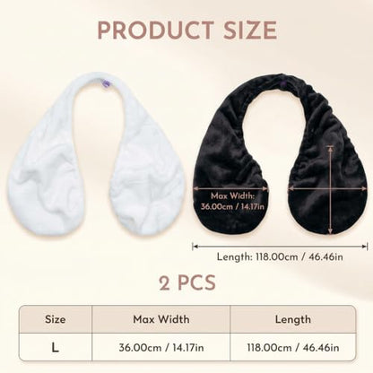 2-Pack Adjustable Flannel Towel Bra for Women - Post-Shower Wear, Hands-Free, White & Black