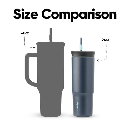 Owala Stainless Steel Triple Layer Insulated Travel Tumbler with Spill Resistant Lid and Straw, BPA Free, 24 oz, Black/Grey (Foggy Tide)