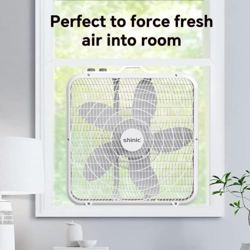 20-Inch Box Fan with Thermostat and 3-Speed Settings for Home & Office Cooling
