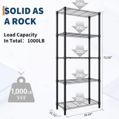 Heavy Duty Metal Storage Shelves 4-Tier Garage Organizer, Adjustable & Rust-Resistant