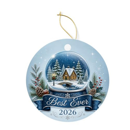 Christmas Snow Globe Ornament - Winter Village Scene with