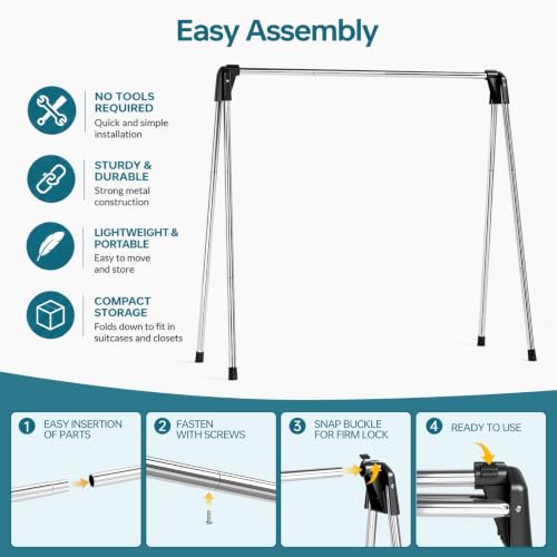 55 Inch Stainless Steel Collapsible Clothes Drying Rack - New