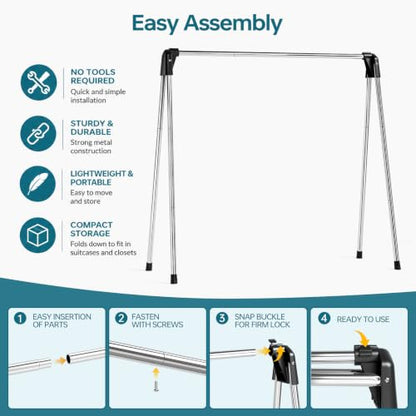 55 Inch Stainless Steel Collapsible Clothes Drying Rack - New