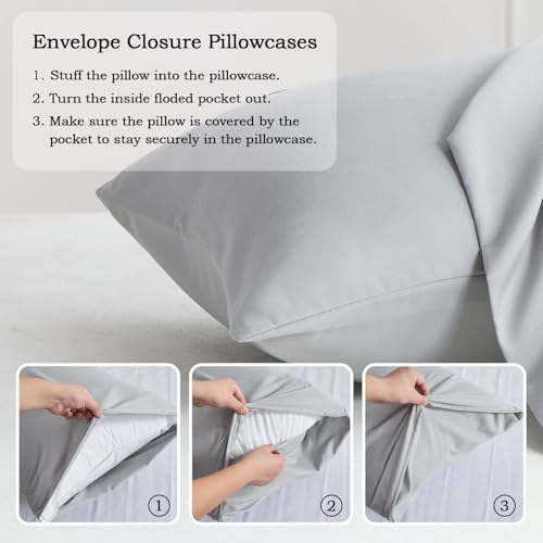 Set of 2 Light Gray Microfiber Body Pillowcases 20x54 - Bed & Holiday Decor