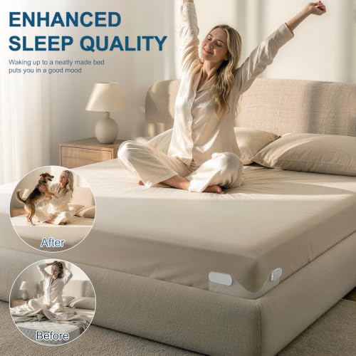 Padag Bed Sheet Holders for Corners - White, Heavy Duty Fitted Sheet Grippers for Deep Mattresses