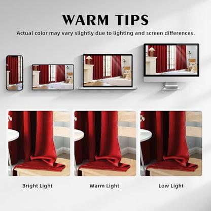 2-Panels Christmas Red Room Darkening Curtains - 52W x 72L, Pack of 2