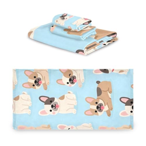 Cartoon Puppy Dogs Bath Towel Set - Cotton & Microfiber, Soft & Absorbent