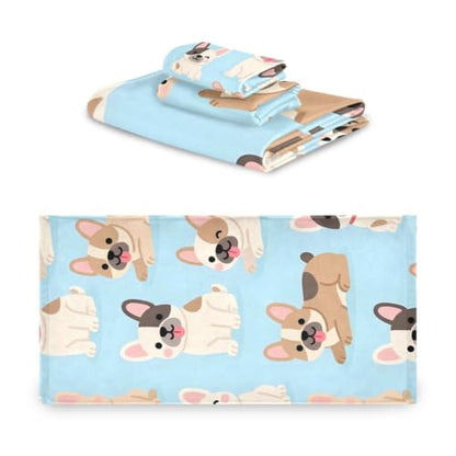 Cartoon Puppy Dogs Bath Towel Set - Cotton & Microfiber, Soft & Absorbent