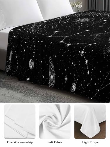 Black Starry Sky Queen Size Flat Sheet - Wrinkleproof Cooling Microfiber Bedding Variation of Black / Queen 90x102