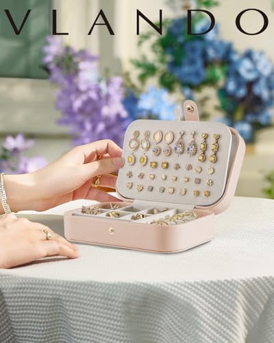 Travel Jewelry Case - Nude Pink, Medium (4.6 x 2.2 x 6.3 inches), Portable Organizer for Earrings, Necklaces, Rings
