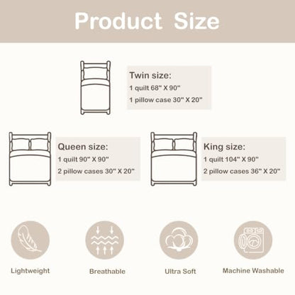 Feelyou Bear Bedspread Set King Size Cranberry & Glacier 3 Pieces