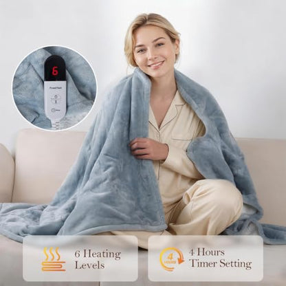 Electric Heated Throw Blanket 50x60 Soft Flannel Sherpa Cozy Bed Couch