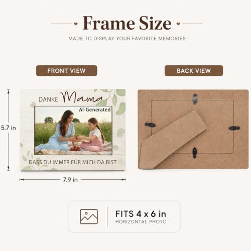 Mom Wooden Photo Frame - Holds 4x6 Inch Pictures, Gift for Mother, Birthday & Christmas