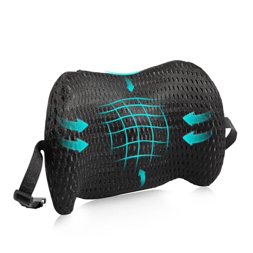 Lumbar Support Pillow for Office Chair, Car Lumbar Pillow Lower Back Pain Relief, Memory Foam Back Cushion with 4D Mesh Cover and Adjustable Straps, Ergonomic Chair Back Pillow for Car,Bed, Gaming