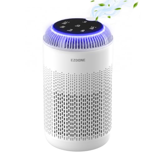 EZDONE White Compact Air Purifier with HEPA Filter & Aroma Tray for Bedroom