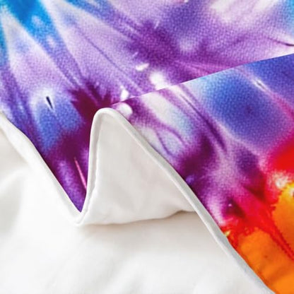Rainbow Tie Dye Duvet Cover Set Twin Size 100% Cotton Bedding
