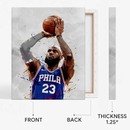 LeBron James Basketball Canvas Wall Art - 8x10 Inch Sports Poster - PHI Variation