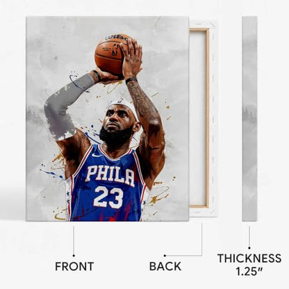 LeBron James Basketball Canvas Wall Art - 8x10 Inch Sports Poster - PHI Variation