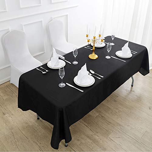Rectangle Tablecloth 60x120 Inch Washable Polyester for Wedding Party Dining - 12 Pack Black