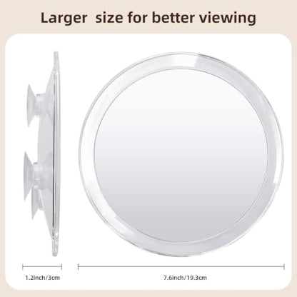 Large Fogless Shower Mirror for Bathroom Shaving & Grooming with Suction Cups