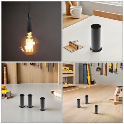 8pcs Black Metal Candle Sleeve Covers for Lamp Bases and Sockets