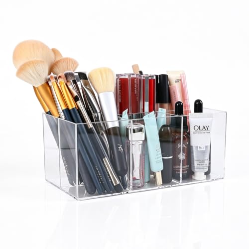 Clear Makeup Brush Holder 6 Slots Acrylic Organizer for Cosmetics