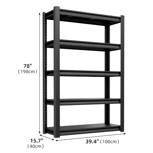 40-Inch Garage Shelving Unit with 5 Steel Adjustable Shelves – Heavy-Duty Storage Rack