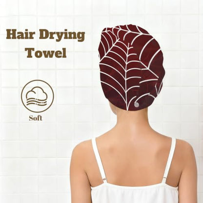 Microfiber Hair Towel Wrap with Bright Gradient Spider Web Print - 25.6x9.8 inch