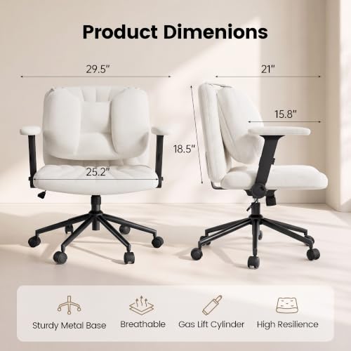 Beige Ergonomic Cross-Legged Office Chair with Lumbar Support & Flip Arms