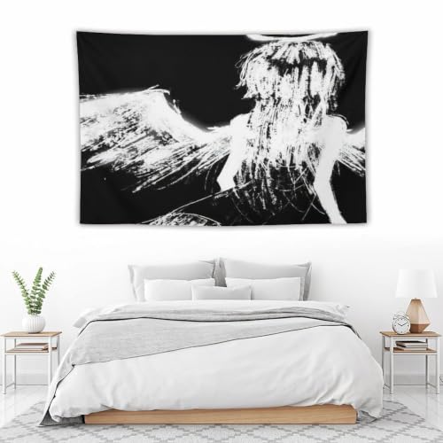 Black Angel Tapestry Wall Hanging Gothic Home Decor for Living Room Bedroom Office - White03, 40x60 Inch