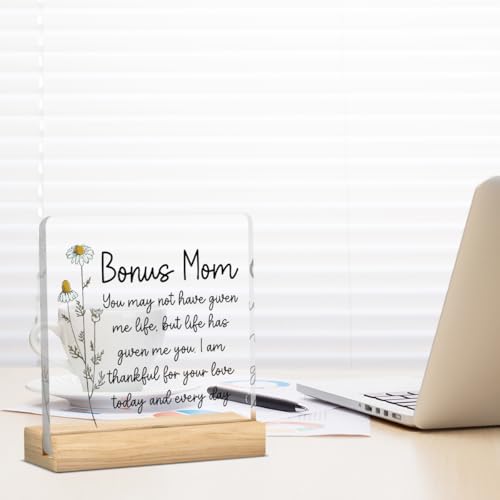 Bonus Mom Gifts from Stepmom Stepdad Acrylic Decor 4x4 Inches - Bonus1