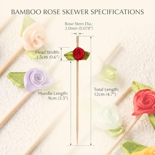 Flower Rose Bamboo Picks 100PCS Colorful Skewers for Cupcakes & Crafts - Variation of THIS listing