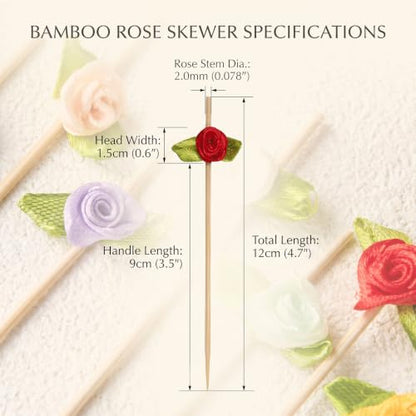 Flower Rose Bamboo Picks 100PCS Colorful Skewers for Cupcakes & Crafts - Variation of THIS listing