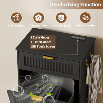 13 Gallon Tilt Out Trash Can Cabinet with Deodorising Function - Black / 20.28"W x 13.98"D x 38.58"H