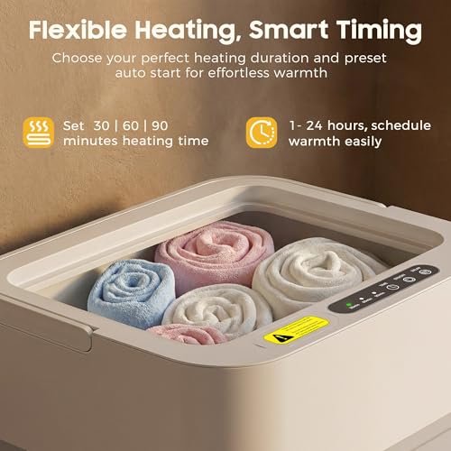 White Foldable Towel Warmer 30L with Timer for Bathroom & Spa