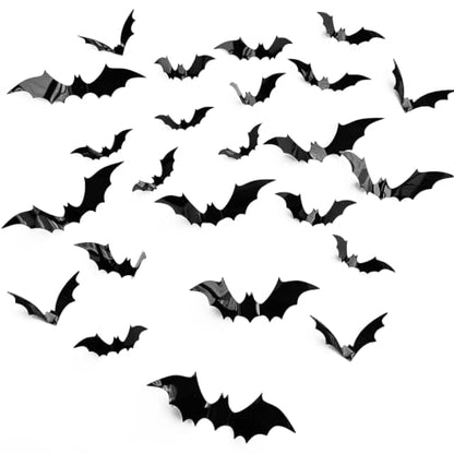 120 Pcs Halloween Bat Wall Decor Stickers - Reusable 3D PVC Window Decals for Indoor Party