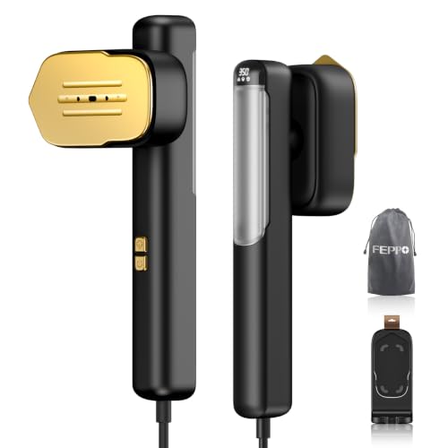 FEPPO Travel Steamer for Clothes Black-Gold Dual Voltage Handheld 2-in-1