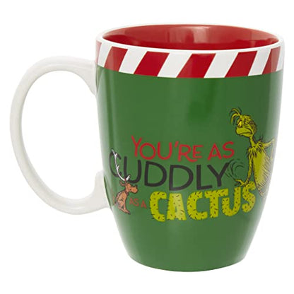 Dr. Seuss Grinch Cuddly as a Cactus Coffee Mug 12 Ounce Green