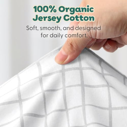 Organic Cotton Pack & Play Sheets - 2 Pack Grey Jersey Mini Crib Sheets for Baby