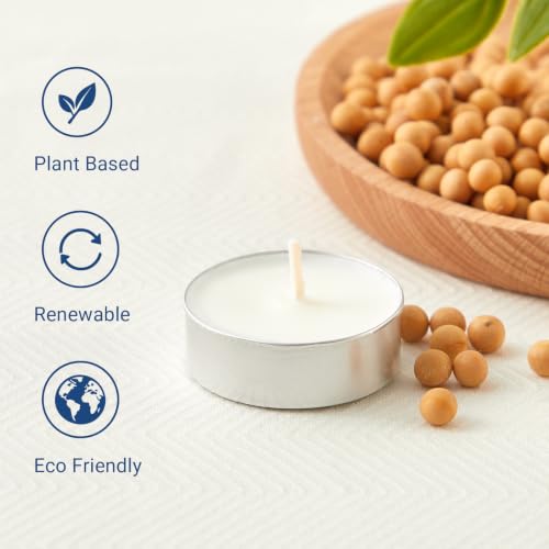 Crenovo Soy Tea Light Candles 96 Pack - Unscented, 4 Hour Burn Time
