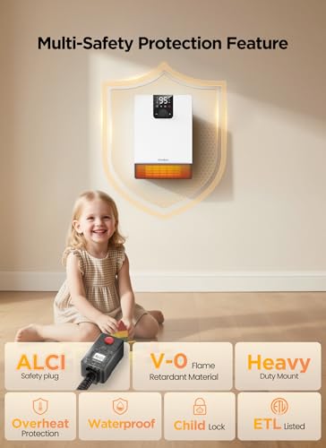 GiveBest 1500W Smart Wall Heater, Electric Space Heater with Remote, App & Voice Control, Bright White