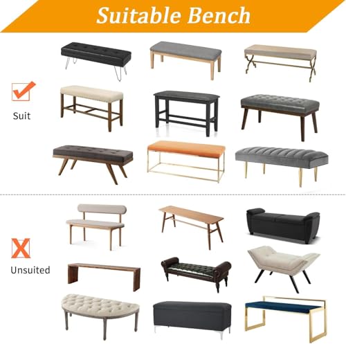 Plush Bench Cover for Piano Stool & Chairs - Waterproof Slipcover, Fits 39-55in