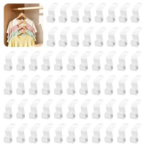 60 Pack Space Saving Hanger Connector Hooks for Closet Organization