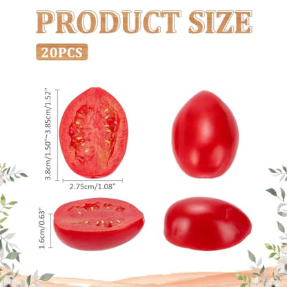 Artificial Half Oval Cherry Tomato Models 38~38.5mm 20Pcs Food Props for Decoration
