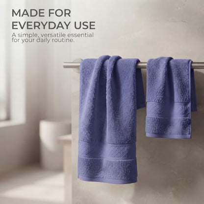 Purple Cotton Hand Towel Set 2 Pieces Soft Absorbent Quick Dry