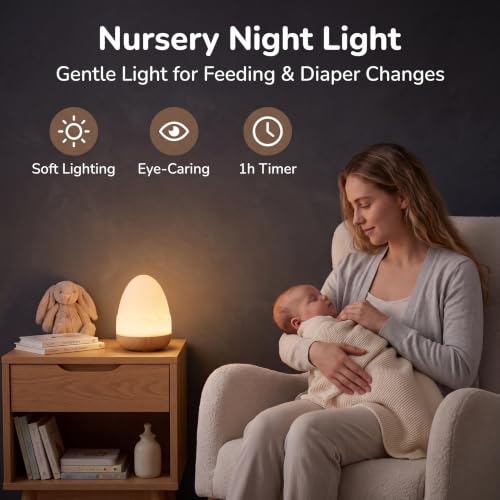 Rechargeable Baby Night Light with Touch Control & 13 Color Modes - Safe Nursery Egg Light